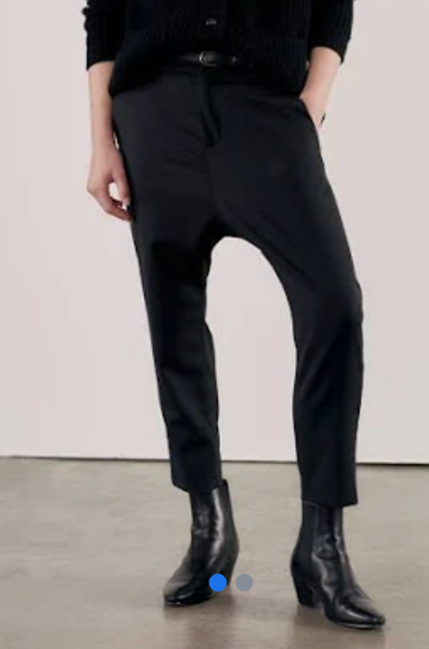 NWT! Nili Lotan 8 Paris Pants $495 Drop Crotch Slouchy Trousers Crop Jet Black
